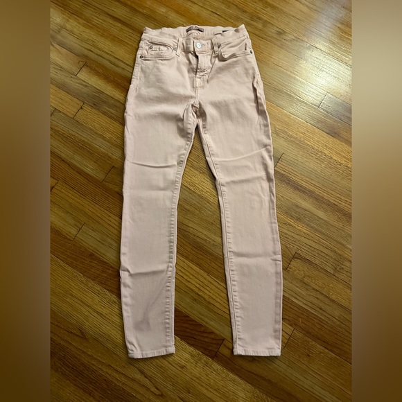Blush Pink Stretchy Skinny Jeans | 7 for all Mankind | size 26 - Picture 4 of 7
